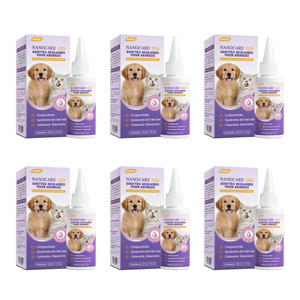 👩⚕️ GFOUK® NanoSoin Gouttes Oculaires pour Animaux ☑️ Approuvées par l’ANMV | Soulagent la conjonctivite, la sécheresse oculaire, la cataracte et la kératite 🐶😸