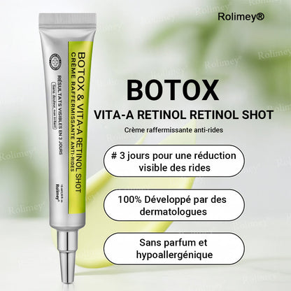 🌟👨‍⚕️ Fabriqué et expédié depuis la France 💫 Crème liftante et raffermissante anti-rides Rolimey® Botox & Vita-A Retinol Shot — Dernier jour de promotion : 70 % DE RÉDUCTION