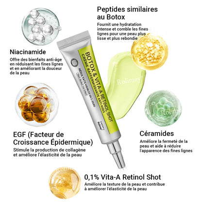🌟👨‍⚕️ Fabriqué et expédié depuis la France 💫 Crème liftante et raffermissante anti-rides Rolimey® Botox & Vita-A Retinol Shot — Dernier jour de promotion : 70 % DE RÉDUCTION