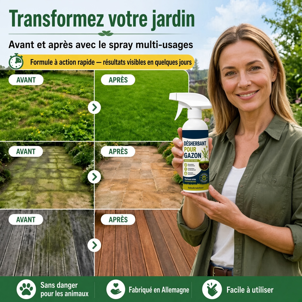 🏆🔥 50 % DE RÉDUCTION🔥 🌿 Désherbant – Efficace contre les mauvaises herbes & leur repousse | Jardin, allées & cour ⚡
