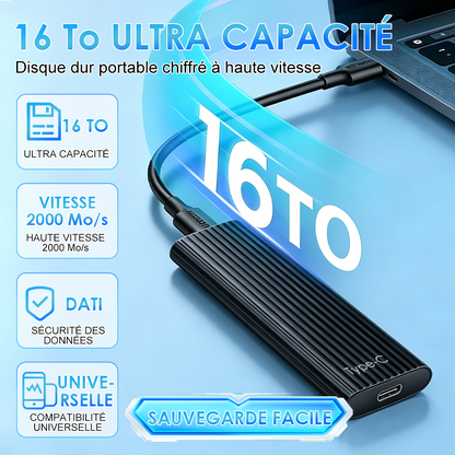🏆 Vente Flash ⚡ Plus de 50 000 vendus ! Presque épuisé - 🔥 Mini SSD portable Type-C grande capacité 16 To 🪙