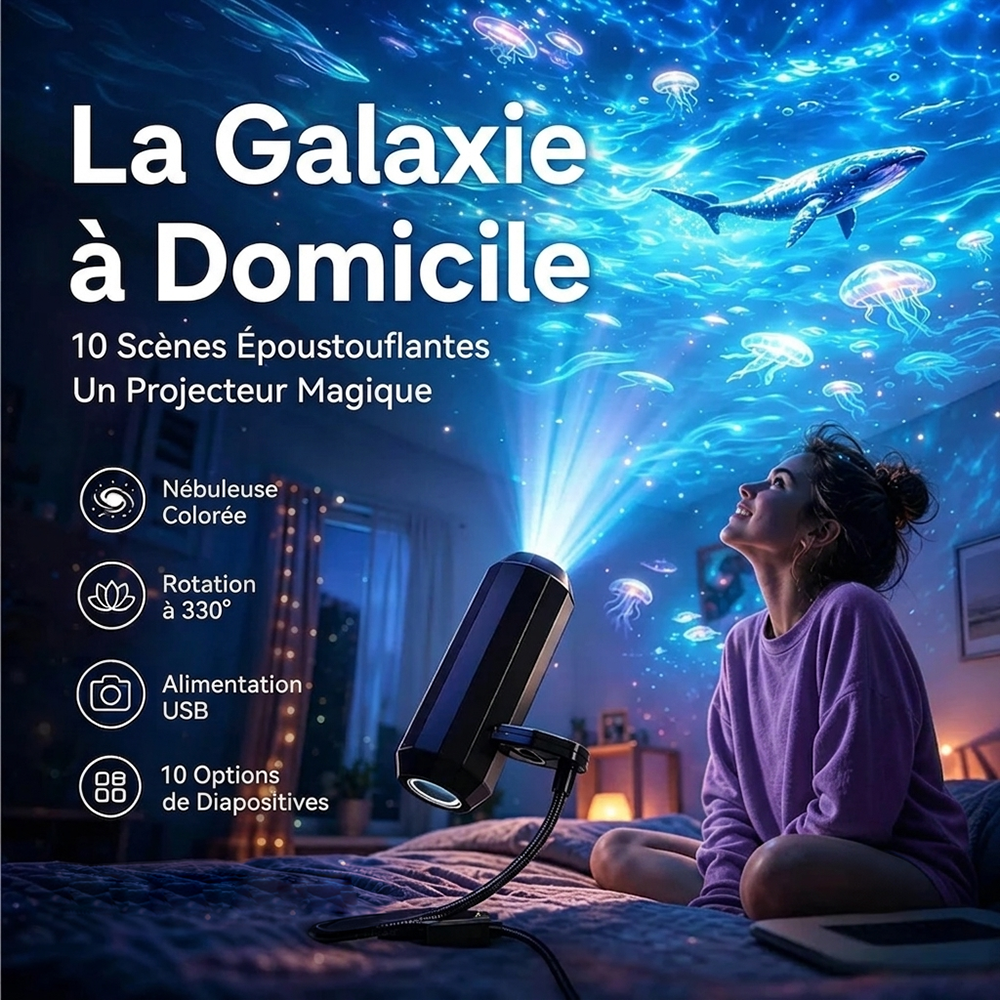 💡BVJ® Veilleuse projecteur HD Galaxie & Océan Plug-and-Play 🥳 Plus de 50 000 utilisateurs satisfaits🏆