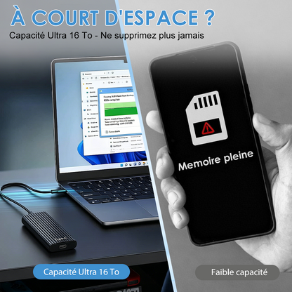 🏆 Vente Flash ⚡ Plus de 50 000 vendus ! Presque épuisé - 🔥 Mini SSD portable Type-C grande capacité 16 To 🪙