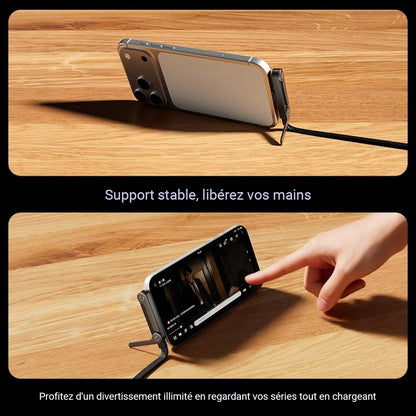 Câble de charge ultra-rapide 240W 2-en-1 avec support pour téléphone