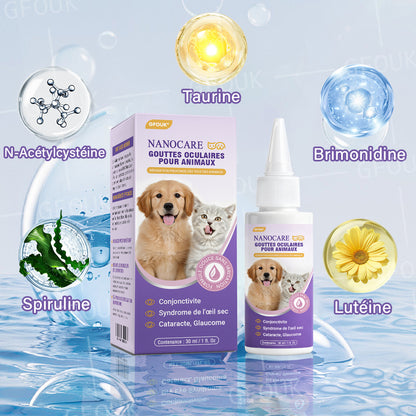 👩‍⚕️ GFOUK® NanoSoin Gouttes Oculaires pour Animaux ☑️ Approuvées par l’ANMV | Soulagent la conjonctivite, la sécheresse oculaire, la cataracte et la kératite 🐶😸
