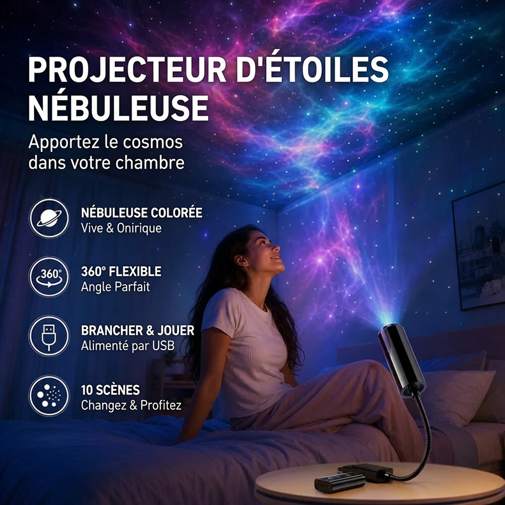 💡BVJ® Veilleuse projecteur HD Galaxie & Océan Plug-and-Play 🥳 Plus de 50 000 utilisateurs satisfaits🏆