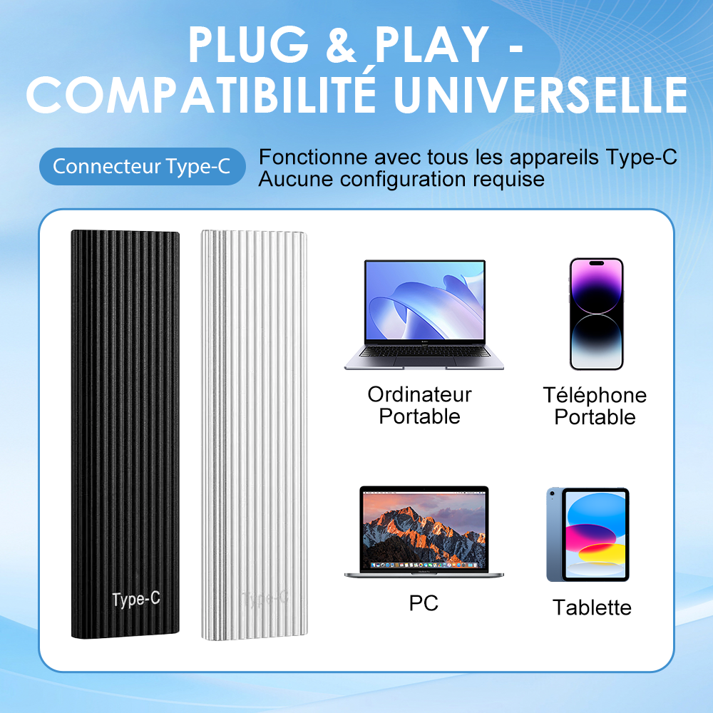 🏆 Vente Flash ⚡ Plus de 50 000 vendus ! Presque épuisé - 🔥 Mini SSD portable Type-C grande capacité 16 To 🪙