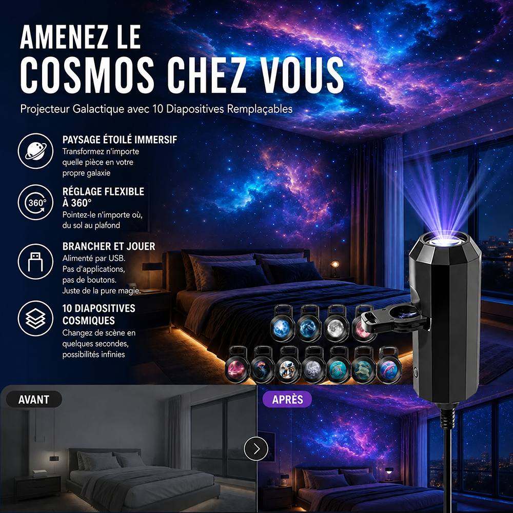 💡BVJ® Veilleuse projecteur HD Galaxie & Océan Plug-and-Play 🥳 Plus de 50 000 utilisateurs satisfaits🏆