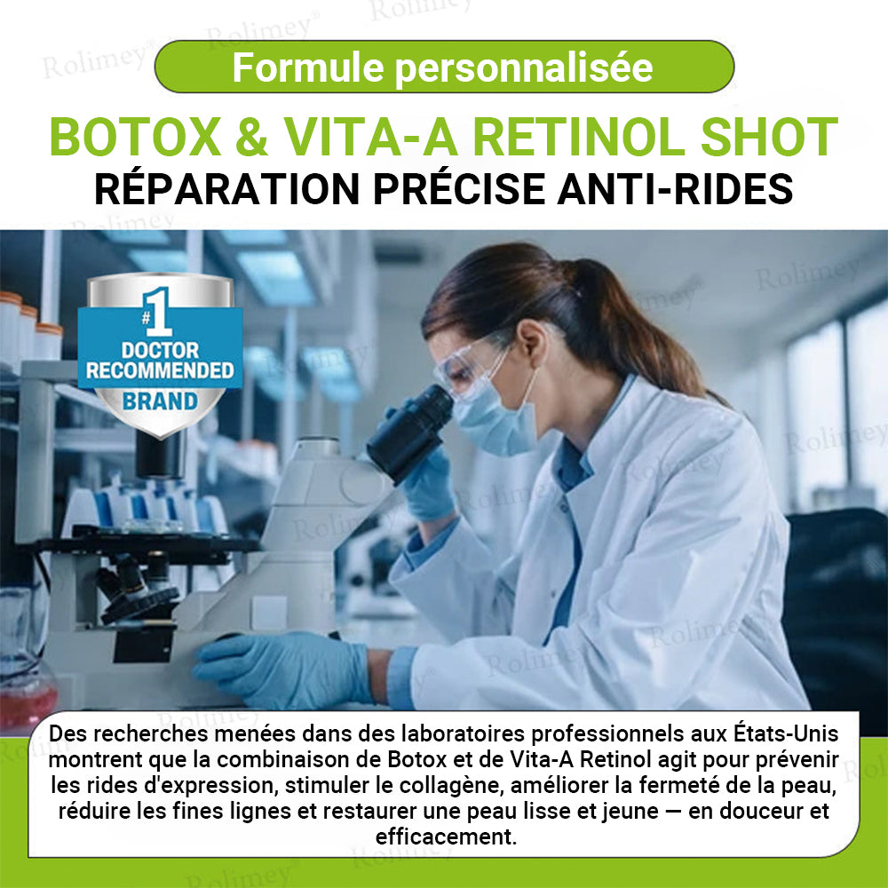 🌟👨‍⚕️ Fabriqué et expédié depuis la France 💫 Crème liftante et raffermissante anti-rides Rolimey® Botox & Vita-A Retinol Shot — Dernier jour de promotion : 70 % DE RÉDUCTION