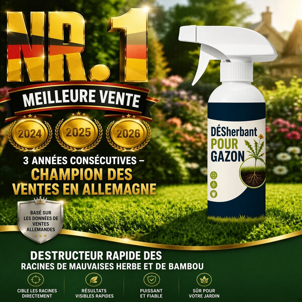 🏆🔥 50 % DE RÉDUCTION🔥 🌿 Désherbant – Efficace contre les mauvaises herbes & leur repousse | Jardin, allées & cour ⚡