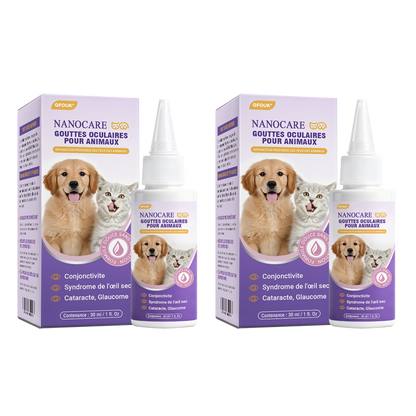 👩‍⚕️ GFOUK® NanoSoin Gouttes Oculaires pour Animaux ☑️ Approuvées par l’ANMV | Soulagent la conjonctivite, la sécheresse oculaire, la cataracte et la kératite 🐶😸