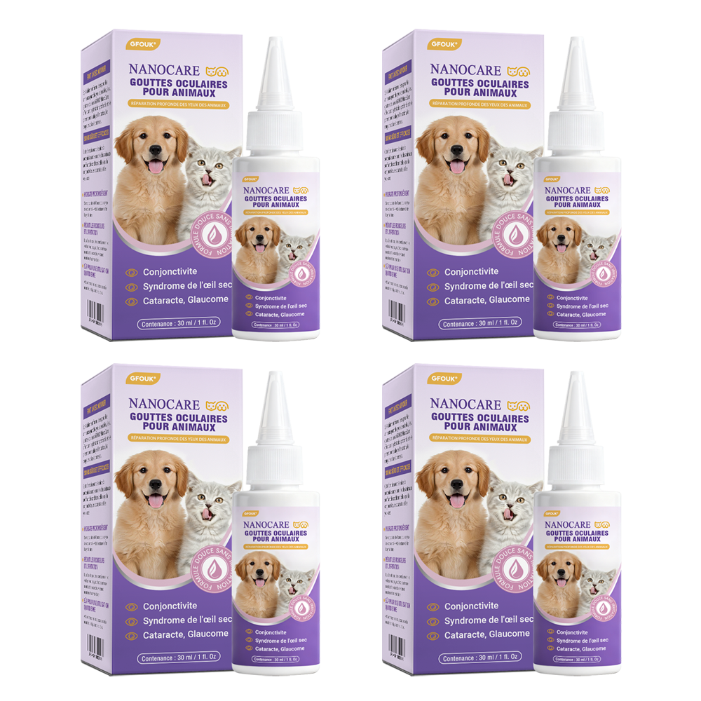 👩‍⚕️ GFOUK® NanoSoin Gouttes Oculaires pour Animaux ☑️ Approuvées par l’ANMV | Soulagent la conjonctivite, la sécheresse oculaire, la cataracte et la kératite 🐶😸